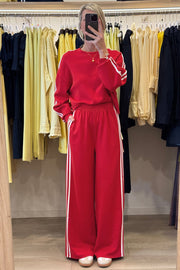 Varsity striped crewneck top with contrast trim from the fiery red 2-piece set