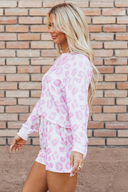 Pink leopard pullover top in soft high-stretch fabric