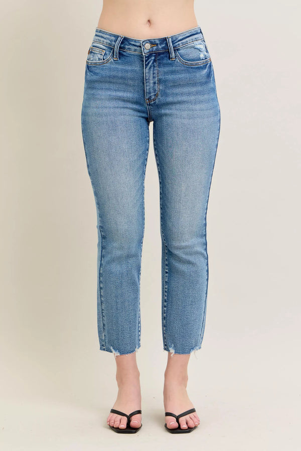 Judy Blue Jeans Vintage Wash Destroy Hem Kick Flare