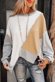 Colorblock top with high-stretch polyester cotton blend for all-day comfort