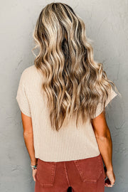 Pink ribbed knit sweater styled casual for everyday wear