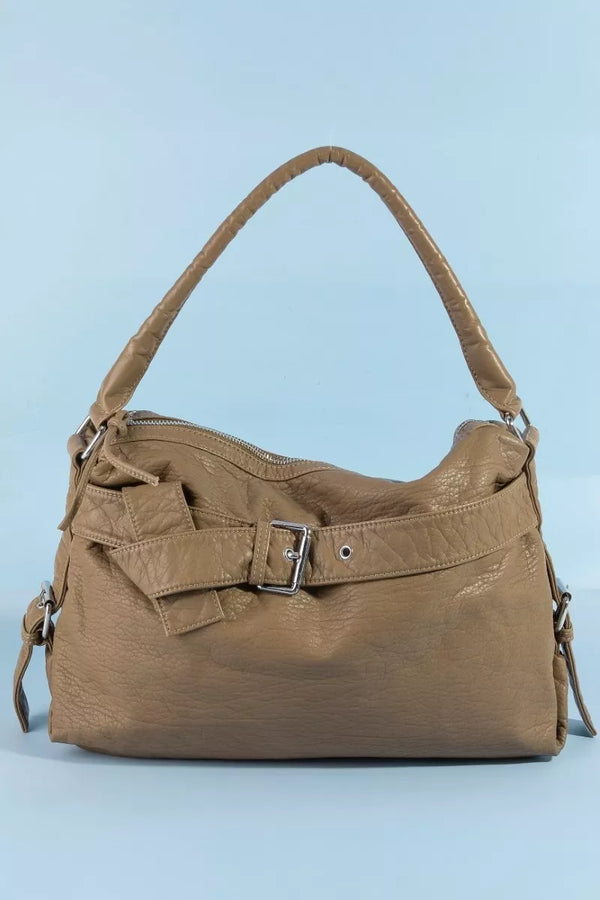 Fame Buckle Strap Leather Crossbody Bag