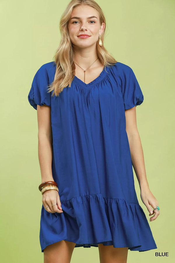 Umgee Ruffle Hem Shift Mini Dress