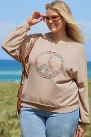 Plus size terry sweatshirt with long sleeves and cozy warm knit fabric