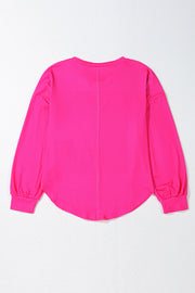 Drop shoulder loose top with medium-high stretch fabric
