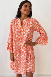 Boho floral mini dress with flounce bracelet sleeves