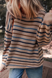 Drop shoulder sweater with long sleeves in bright stripes