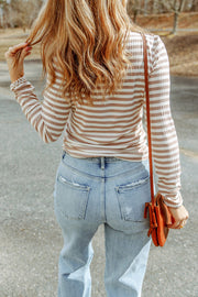 Slim fit long sleeve knit tee styled for casual everyday wear