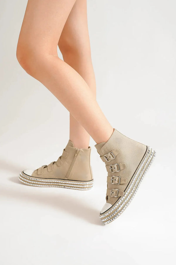Platform Shoes: Multi-Buckle Studded Platform Sneakers — Beast