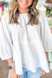 White Cutout Back Blouse styled as a versatile relaxed-fit top