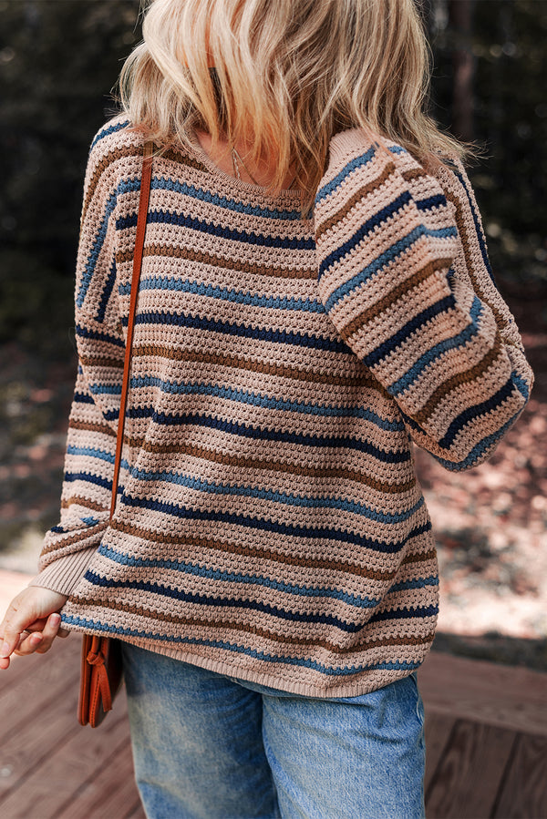 Oversized Sweater in Multicolour Stripes — Drop Shoulder Knit