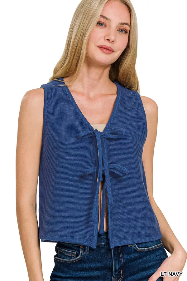Tie-Front Knit Sweater Vest