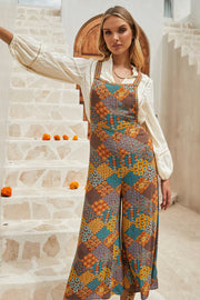 Sleeveless ankle-length floral jumpsuit with handy side pockets