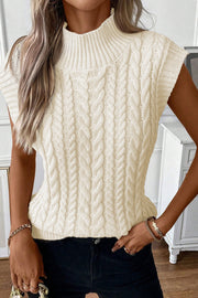 Oatmeal sweater vest in soft neutral tone with ribbed trim finish