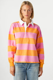 Color block striped sweatshirt with relaxed shift silhouette