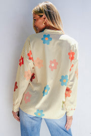 Apricot floral stripe shirt in relaxed loose fit