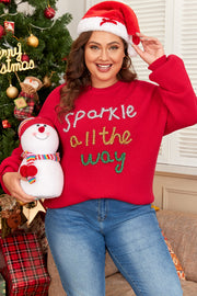High-stretch viscose-blend plus size sparkle sweater