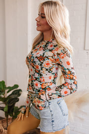 Sheer floral mesh crop top in cropped length