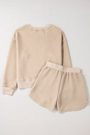 Matching quilted shorts from parchment lounge set