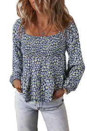 Long sleeve floral blouse with relaxed shift silhouette