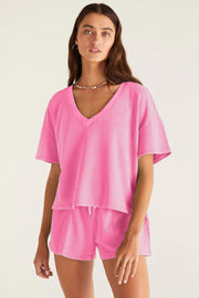Casual loungewear two piece set with medium stretch fabric