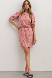 Tomato red leopard mini dress with leg-flashing front split
