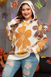 Plus Size Floral Sweater with relaxed shift silhouette and long sleeves