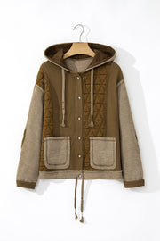 Loose-fit hooded jacket with long sleeves and colorblock quilted detailing