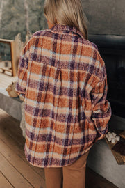 Plus size plaid collared jacket available in sizes 1X to 4X