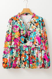 Multicolour floral print blouse styled with an effortlessly chic look