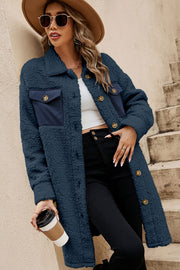 Cozy fleece-like winter teddy coat with polished turn-down collar