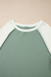 Mint green casual raglan top for everyday layering