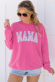 MAMA Embroidered Pullover with round neck and long sleeves