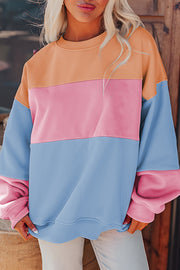 Casual patchwork sweatshirt in soft polyester cotton blend