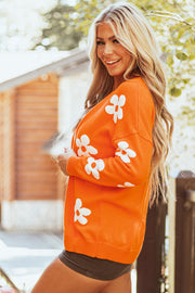 Open front floral cardigan with long sleeves for layering