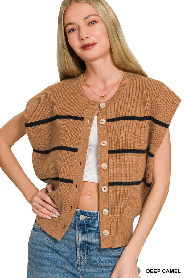 Striped Viscose Sweater Vest for Women