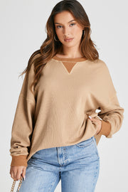 Long sleeve round neck oversized thermal pullover
