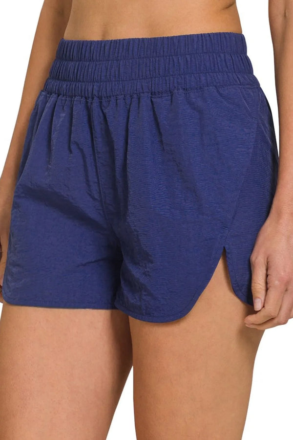 Running Shorts with Smocked Waistband & Built-In Brief Liner