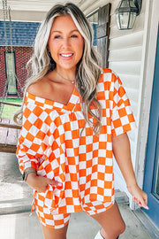 Loungewear set V-neck tee with short sleeves and matching pull-on shorts