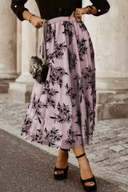 Floral Embroidered High Waist Maxi Skirt in Peach Blossom with sheer mesh finish