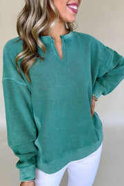 Skobeloff notched neck drop shoulder sweatshirt in deep solid green