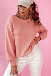 Back bowknot detail on a relaxed pullover sweatshirt