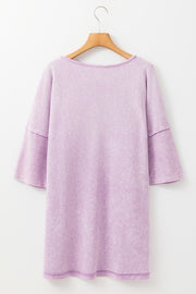 Oversized boyfriend-style Orchid Petal plus tee with round neck and shift silhouette