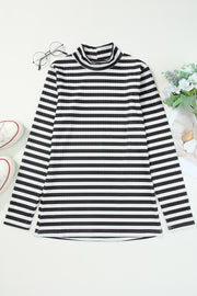 Long sleeve high neck tee in ribbed textured knit for cooler days