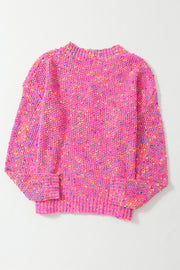Colorful spots knit sweater with elongating V-neckline