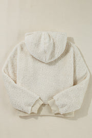 Cozy white plush pullover hoodie with classic hood detail