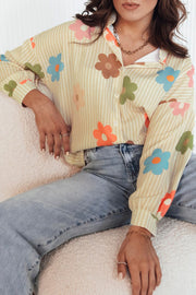 Apricot floral stripe shirt for everyday wear