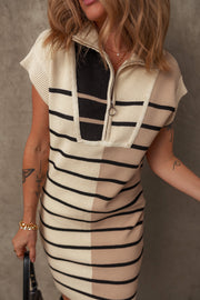 Casual sweater dress with zip collar for daily wear