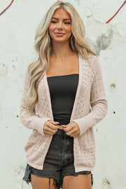 Jet Stream hollowed knit open front cardigan with 3/4-length dolman sleeves