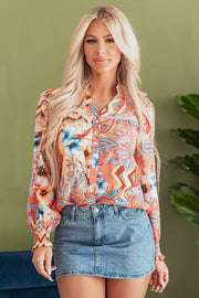 V-neck viscose-blend floral shirt styled open as a light topper